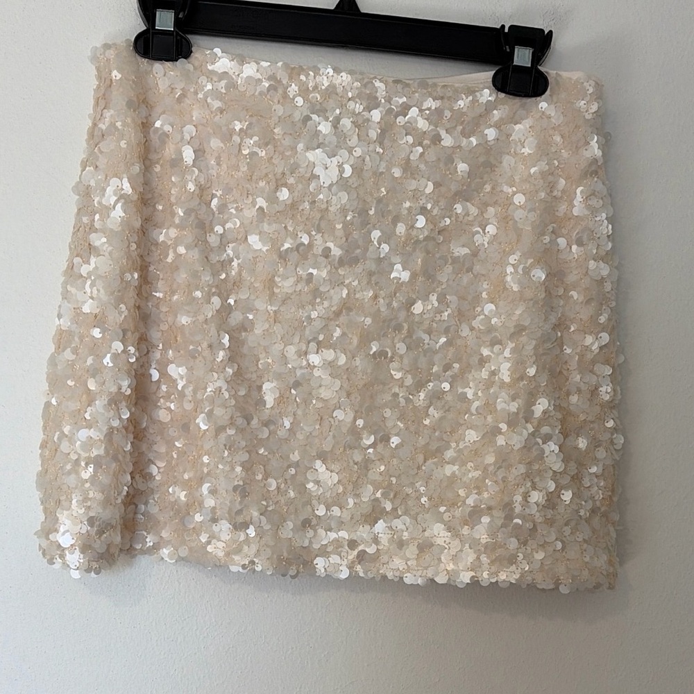Zara Cream Sequin Mini Skirt